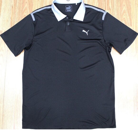 PUMA DRYCELL REGULAR FIT POLY/SPANDEX SHIRT BLACK & GRAY Sz MEDIUM, M - Picture 1 of 5